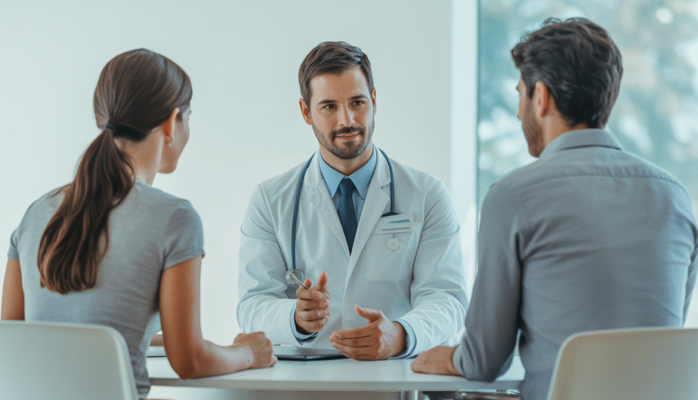 Couple consulting with fertility doctor