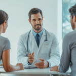 Couple consulting with fertility doctor