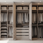 Luxurious modern fitted walk-in wardrobe