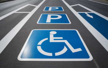 Pavement stencils for parking lot markings