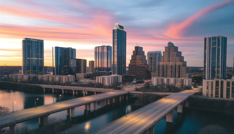 Austin cityscape at sunset representing personal injury legal services