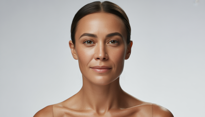Confident woman with refreshed, smooth skin reflecting the natural results of aesthetic treatments.