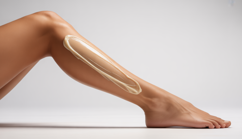 Smooth and hairless leg after waxing