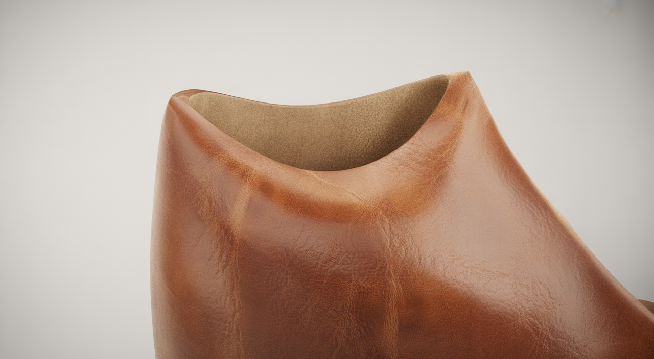 Man walking with a vintage leather messenger bag in a city street