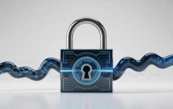 Secure digital padlock over abstract cryptocurrency data, symbolizing safe crypto trading platform choices in the USA.