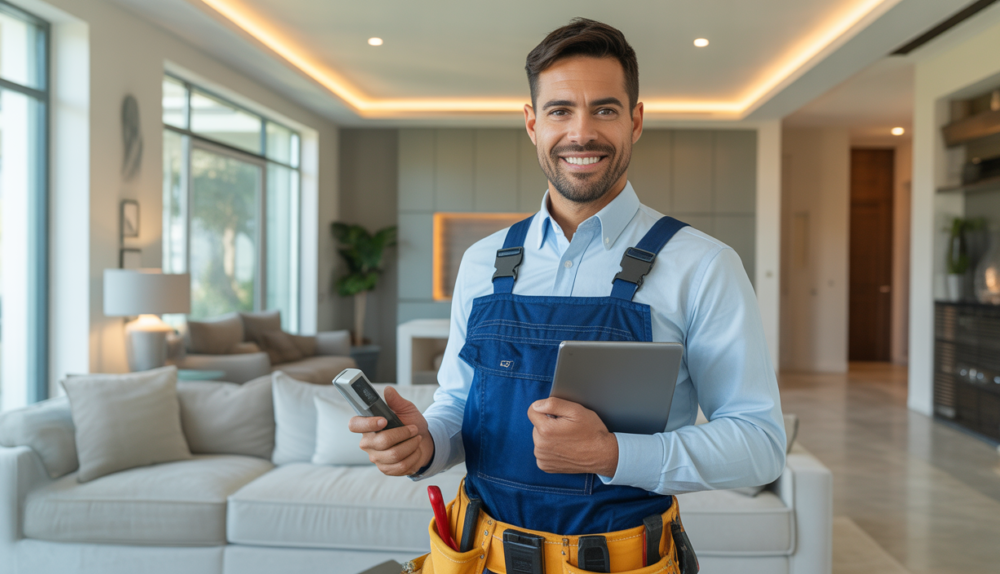 Professional handyman in an Atlanta luxury home, symbolizing reliable home repair and maintenance services