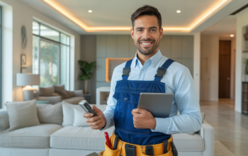 Professional handyman in an Atlanta luxury home, symbolizing reliable home repair and maintenance services