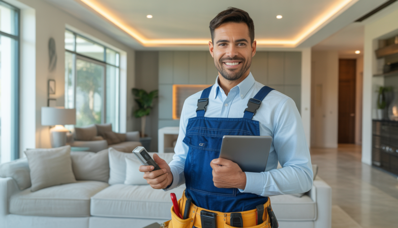 Professional handyman in an Atlanta luxury home, symbolizing reliable home repair and maintenance services