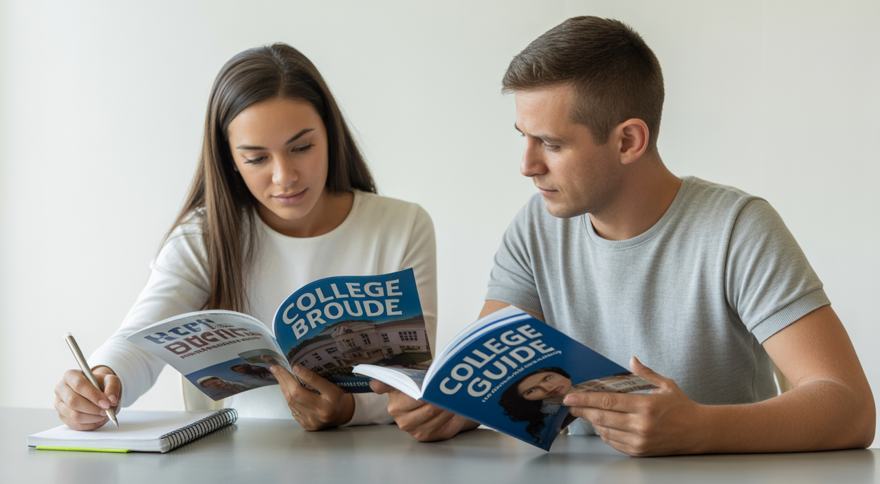 Parents reviewing college planning checklist with their child