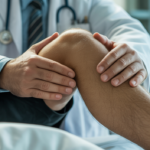 Orthopedic surgeon examining a patient's knee, representing expert care and trust.