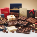 Assorted premium chocolates and gift boxes on a clean white background with elegant packaging for online chocolate shopping